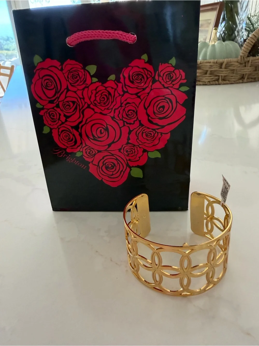 Brighton Gold Openwork Floral Cuff Bracelet